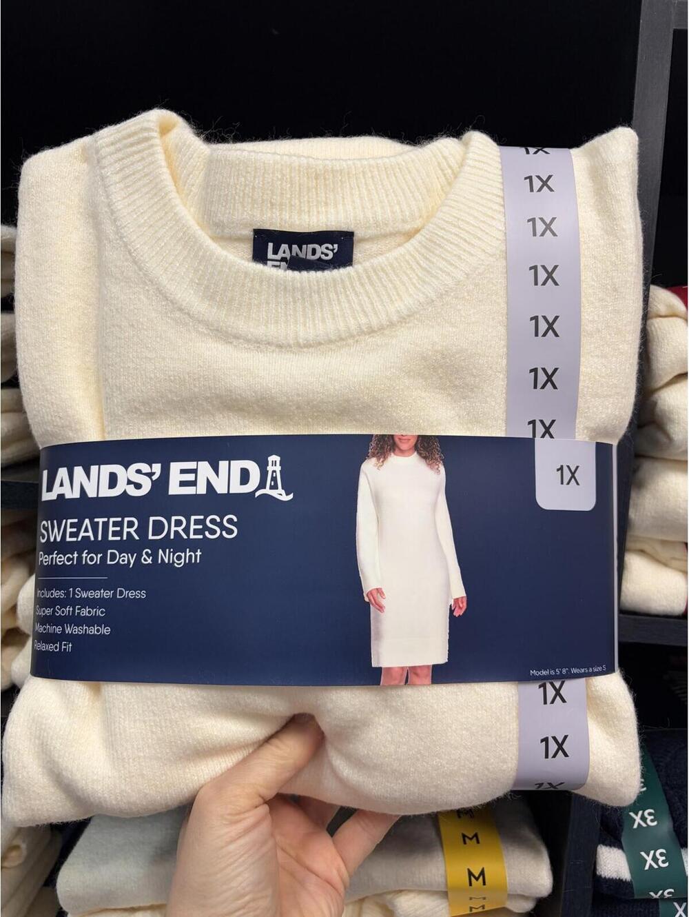 Lands End Cream Sweater Dress Size 1X